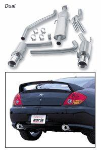 Exhaust System Single Stainless Steel Cat-back S-type Series - Borla Exhaust 2003-2006 Tiburon 6 Cyl 2.7L