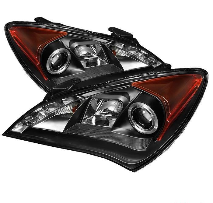 Halo Projector Headlights Black LED DRL w/ High H1 & Low H7 Lights High - Spyder Auto 2010-12 Hyundai Genesis Coupe  and more
