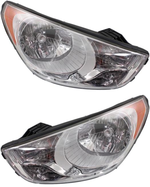 Headlight Set Of 2 Clear W/ Bulb(s) - Replacement 2010-2013 Tucson