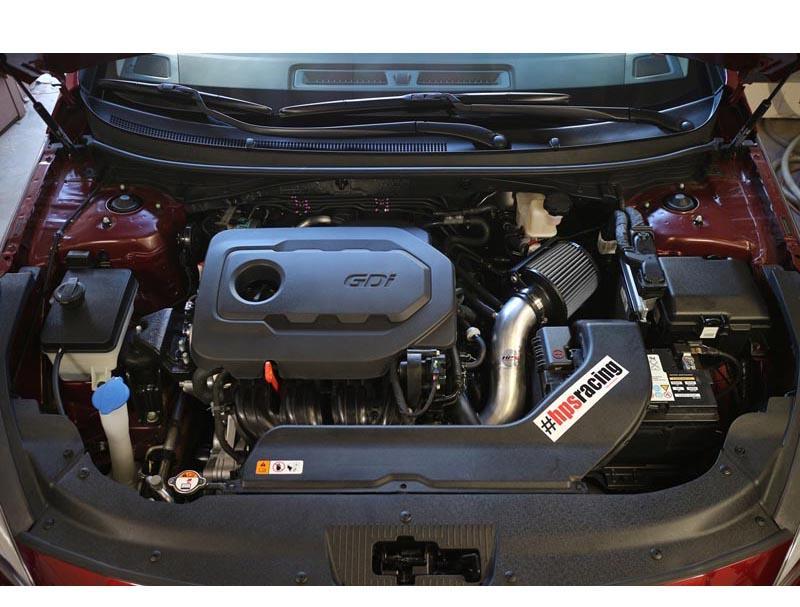Short Ram Air Intake Air Intake Kit Incl. Heat Shield Polish - HPS Performance Products 2015-18 Hyundai Sonata