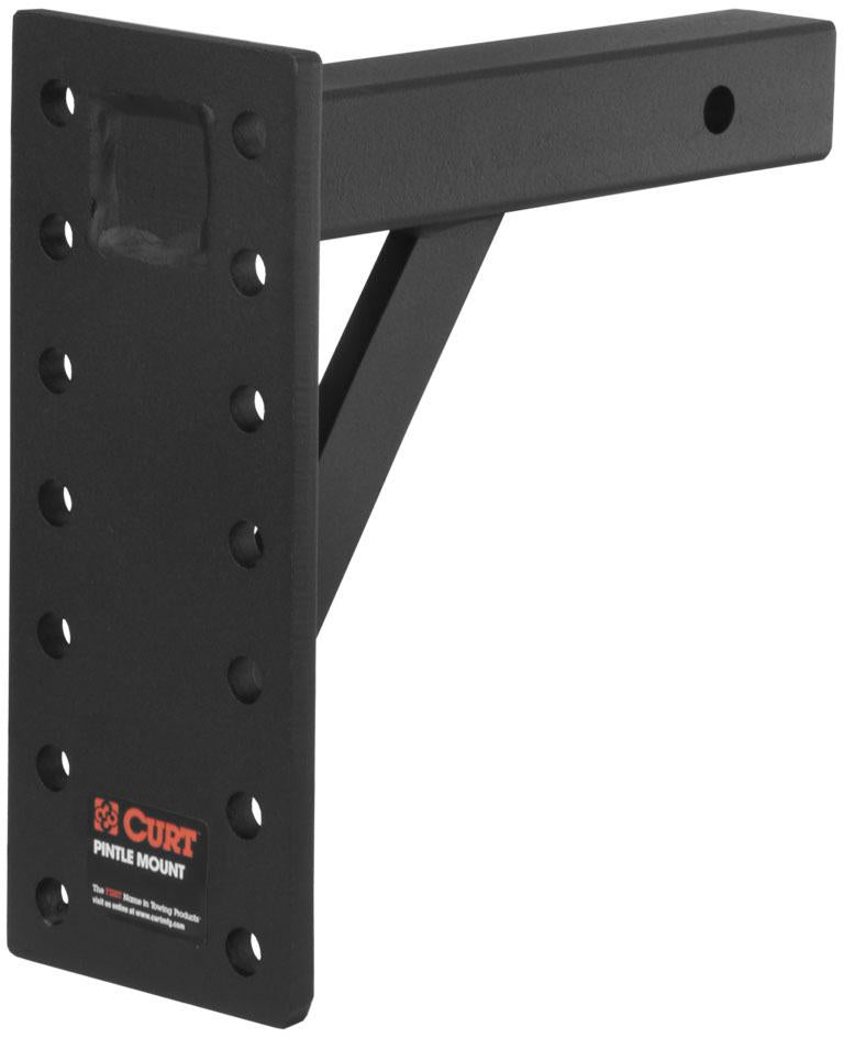 Pintle Hook Mount Single Powdercoated Black Adjustable Series - Curt Universal