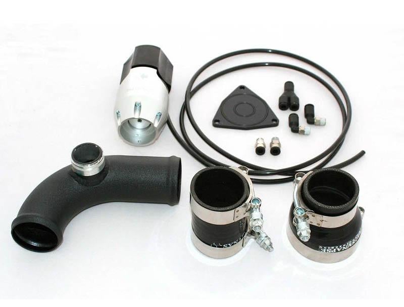 Blow Off Valve Kit Silver Black Synchronic w/ Charge Pipe Powdercoat - Synapse Engineering 2010-11 Hyundai Genesis Coupe 4Cyl 2.0L and more