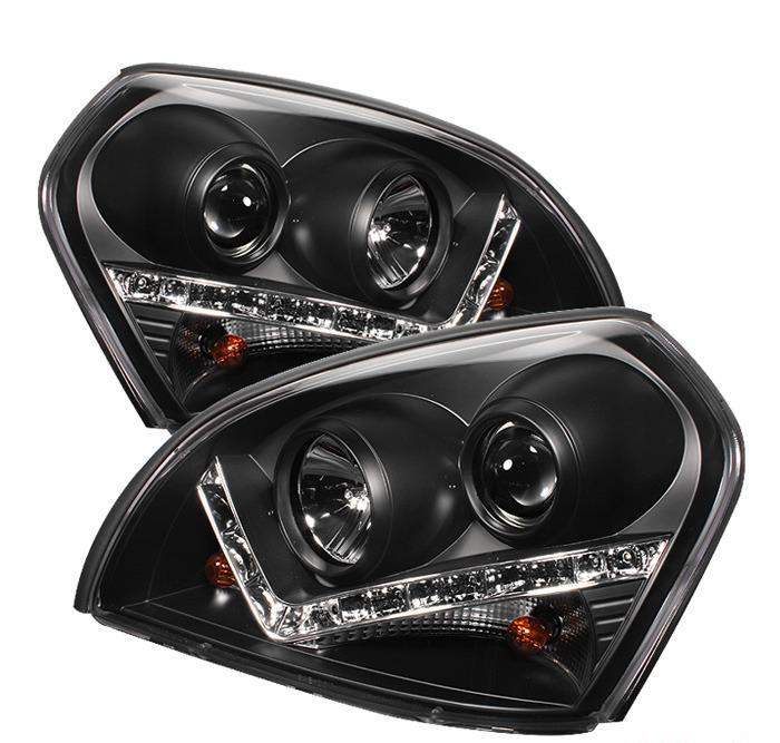 Projector Headlights Black High DRL High H1 and Low H1 - Spyder Auto 2004-09 Hyundai Tucson