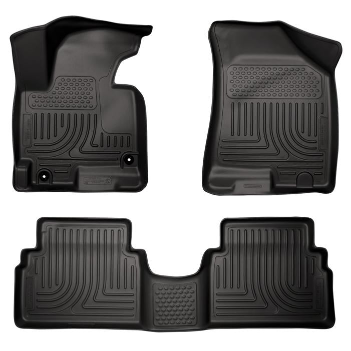 Floor Mats 1st 3 Pieces Black Rubberized&thermoplastic Weatherbeater Series - Husky Liners 2011-2013 Tucson 4 Cyl 2.0L