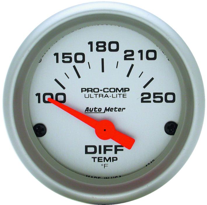 Differential Temperature Gauge Single Silver Ultra-lite Series - Autometer Universal