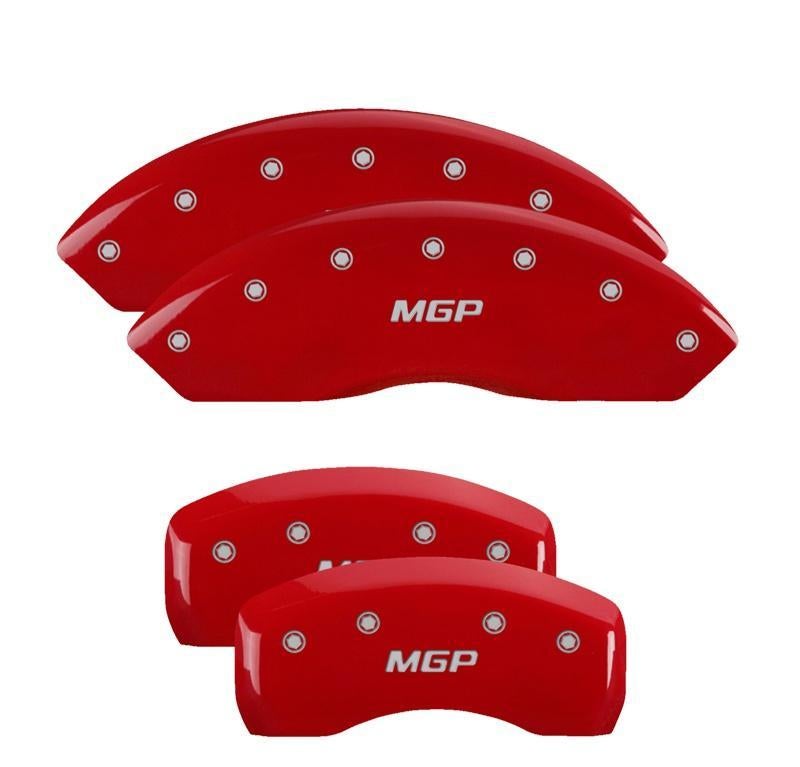 Caliper Covers Set Of 4 Red Finish Silver - MGP Caliper Covers 2009-14 Hyundai Genesis Sedan