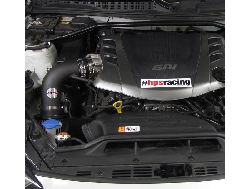 Cold Air Intake Kit Incl. Heat Shield Black - HPS Performance Products 2013-15 Hyundai Genesis Sedan V6 3.8L