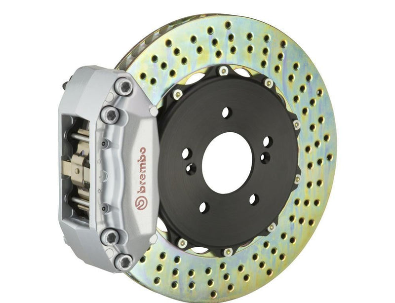 Big Brake Kit Front 328x28 4 Piston 2 Piece Silver Brembo Drilled GT - Brembo Brakes 2003-08 Hyundai Tiburon
