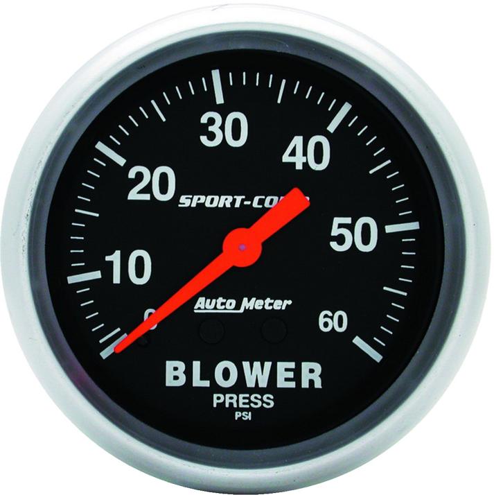 Blower Pressure Gauge Single Black Sport-comp Series - Autometer Universal