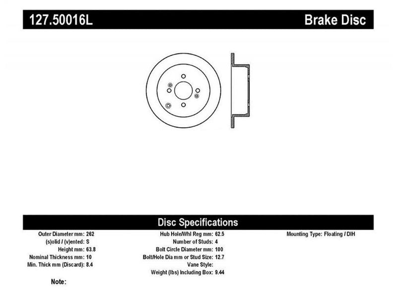 Brake Rotor Rear Left Drilled Slotted - StopTech 2006-07 Hyundai Accent