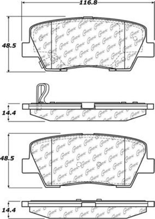 Brake Pad Set Set Of 2 Ceramic C-tek Series - Centric Parts 2010-2012 Genesis Coupe 4 Cyl 2.0L