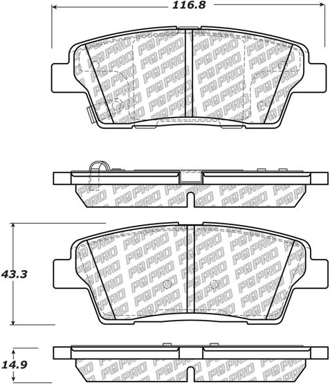 Brake Pad Set Set Of 2 Mu Friction-coating Pq Pro Series - Centric Parts 2010-2012 Genesis