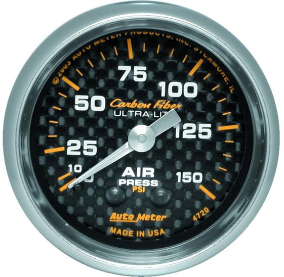 Air Pressure Gauge Single Carbon Fiber Series - Autometer Universal