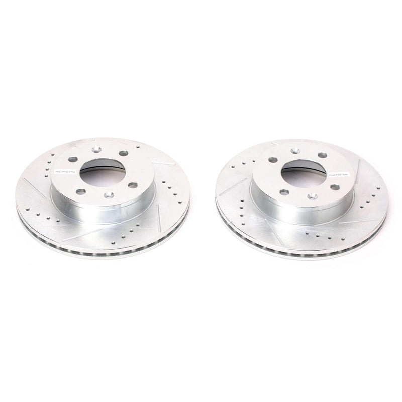Brake Disc Left Set Of 2 Cross-drilled And Slotted Evolution Drilled & Slotted Series - Powerstop 2003-2005 Accent