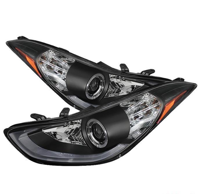Halo Projector Headlights Black LED DRL w/ High H1 & Low H7 Lights High PRO-YD-HYELAN11-DRL-BK - Spyder Auto 2011-13 Hyundai Elantra