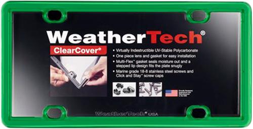 License Plate Frame Single Kelly Green Eastman Durastar Polymer Clearcover Series - Weathertech Universal