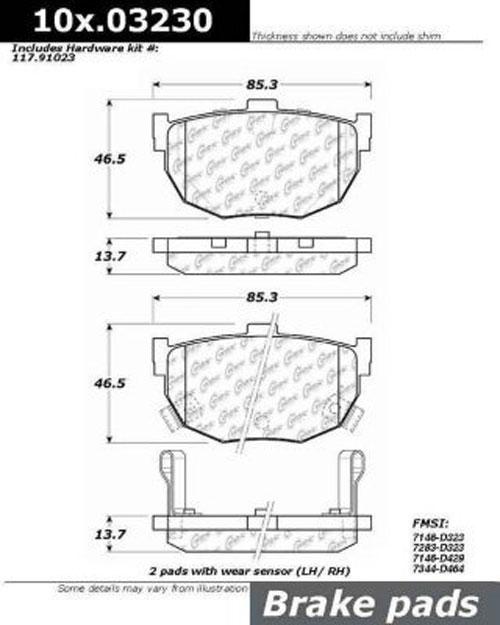 Brake Pad Set Set Of 2 Ceramic C-tek Series - Centric Parts 1994-1998 Elantra 4 Cyl 1.8L