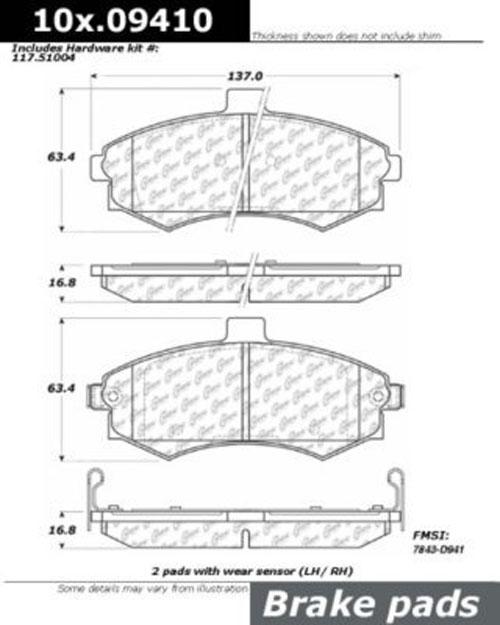 Brake Pad Set Set Of 2 Semi-metallic Posi-quiet Extended Wear Series - Centric Parts 2002-2004 Elantra 4 Cyl 2.0L