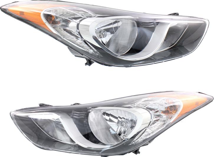 Headlight Set Of 2 Clear W/ Bulb(s) Capa Certified - Replacement 2011-2012 Elantra