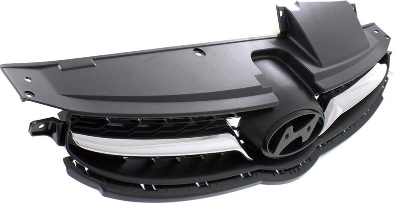 Grille Assembly Single Gray Plastic Sedan - Replacement 2011-2013 Elantra