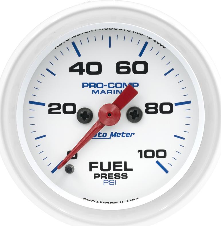 Fuel Pressure Gauge Single White Marine Series - Autometer Universal