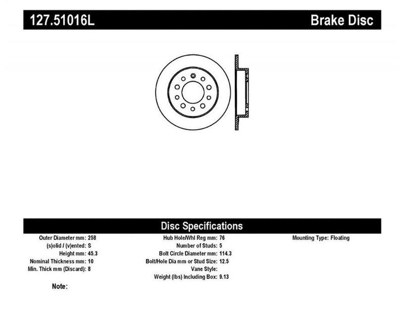 Brake Rotor Rear Left Drilled Slotted - StopTech 2003-08 Hyundai Tiburon