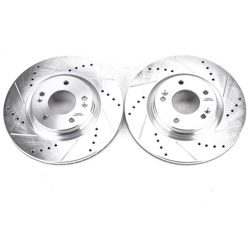 Brake Disc Left Set Of 2 Cross-drilled And Slotted Evolution Drilled & Slotted Series - Powerstop 2017-2018 Elantra 4 Cyl 1.4L