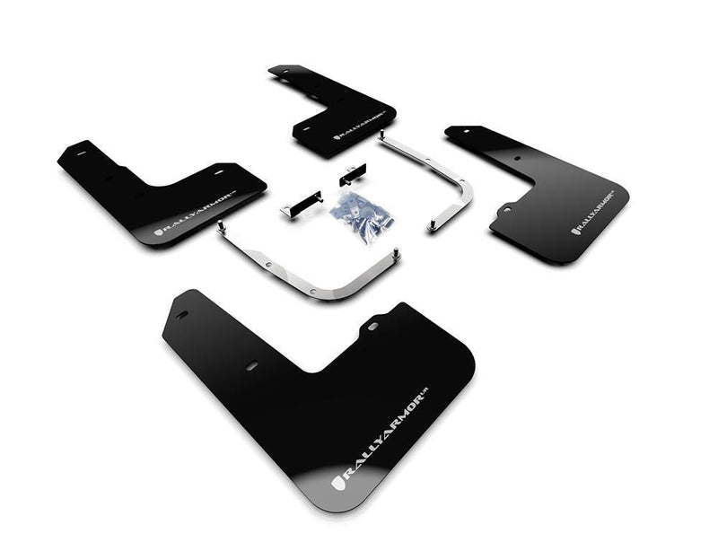 Mud Flap Black w/ Logo Silver MF57-UR-BLK/SIL - Rally Armor 2019-21 Hyundai Veloster