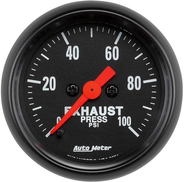 Exhaust Pressure Gauge Single Black Z-series - Autometer Universal