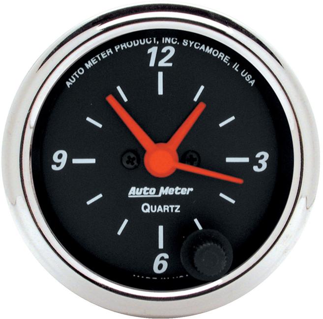 Clock Single Black Designer Black Series - Autometer Universal