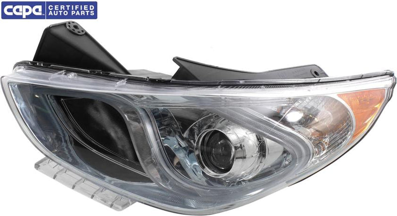 Headlight Left Single Clear Capa Certified W/ Bulb(s) - Replacement 2011-2015 Sonata