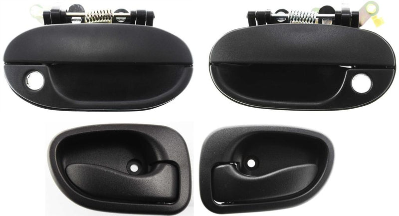 Exterior Door Handle Set Of 4 Textured Black W/ Key Hole - Replacement 1995 Accent 4 Cyl 1.5L