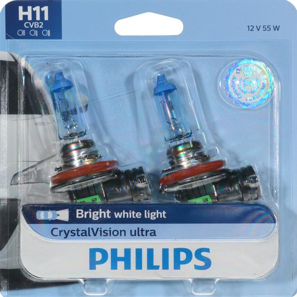 Headlight Bulb 12v 55w Set Of 2 Crystalvision Ultra Series H11 - Philips Universal