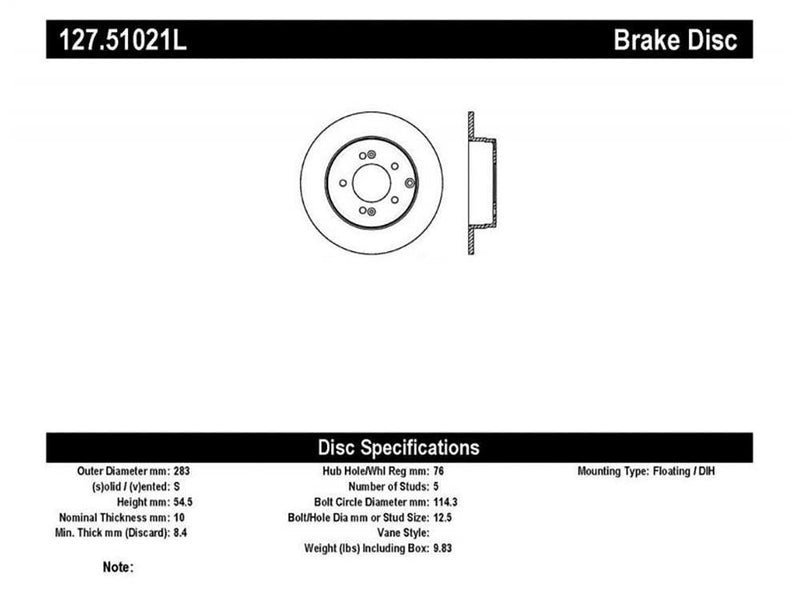 Brake Rotor Rear Left Drilled Slotted - StopTech 2005-18 Hyundai Sonata  and more