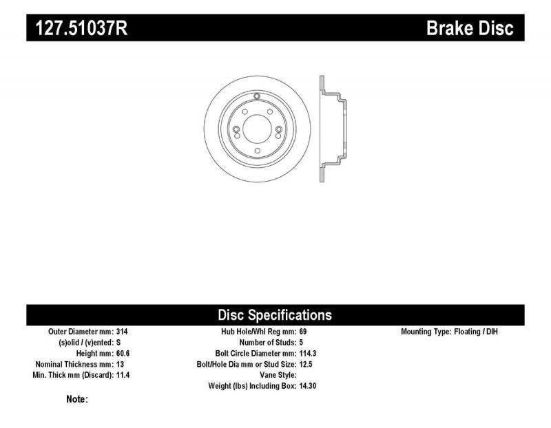 Brake Rotor Rear Right Drilled Slotted - StopTech 2010-16 Hyundai Genesis Coupe  and more