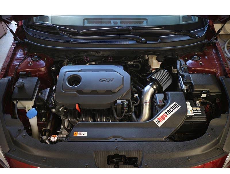 Short Ram Air Intake Air Intake Kit Incl. Heat Shield Black - HPS Performance Products 2015-18 Hyundai Sonata