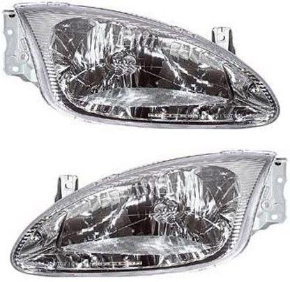 Headlight Set Of 2 Clear W/ Bulb(s) - Replacement 1999-2000 Elantra