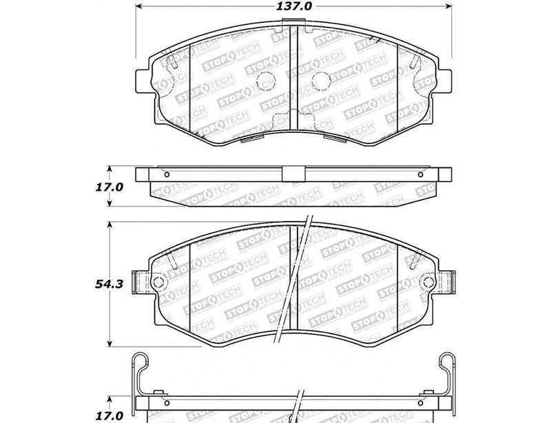 Brake Pad w/ Shim Hardware Front 308.07002 - StopTech 2005-06 Hyundai Elantra