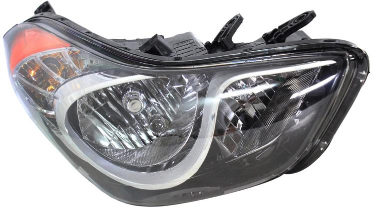 Headlight Right Single Clear W/ Bulb(s) - Replacement 2011-2012 Elantra