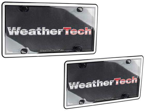 License Plate Frame Single White Black Trim Eastman Durastar Polymer Clearcover Series - Weathertech Universal