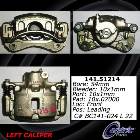 Brake Caliper Left Single Semi-loaded Series - Centric Parts 1997 Tiburon 4 Cyl 1.8L