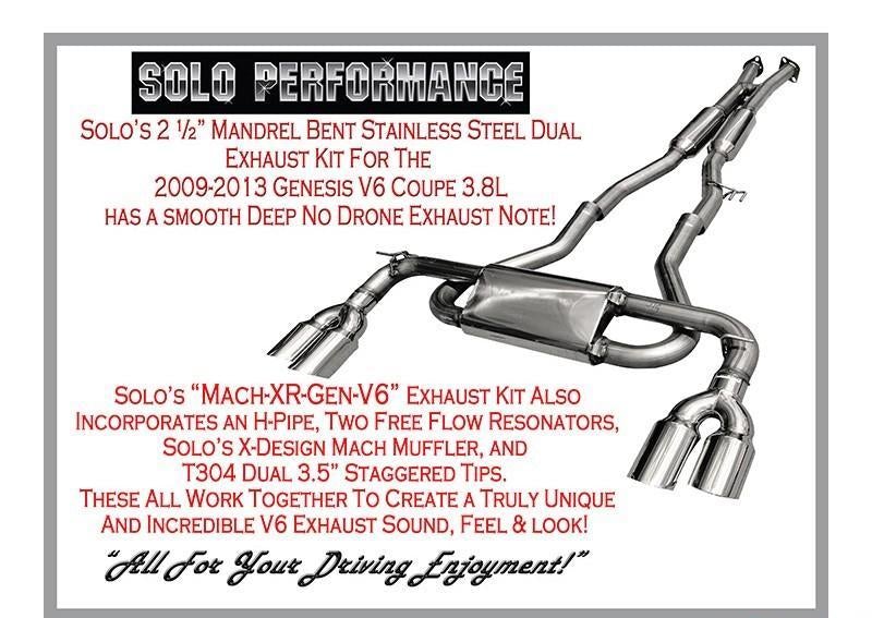 Catback Exhaust System -v MACH-XR-GEN-V6 - Solo Performance 2010-14 Hyundai Genesis Sedan