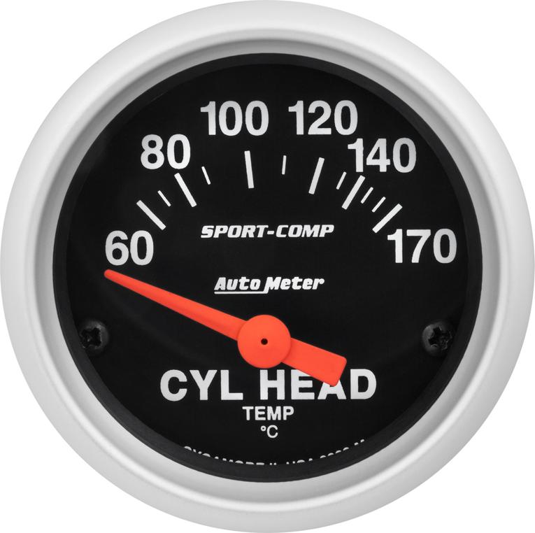 Cylinder Head Temperature Gauge Single Black Sport-comp Series - Autometer Universal