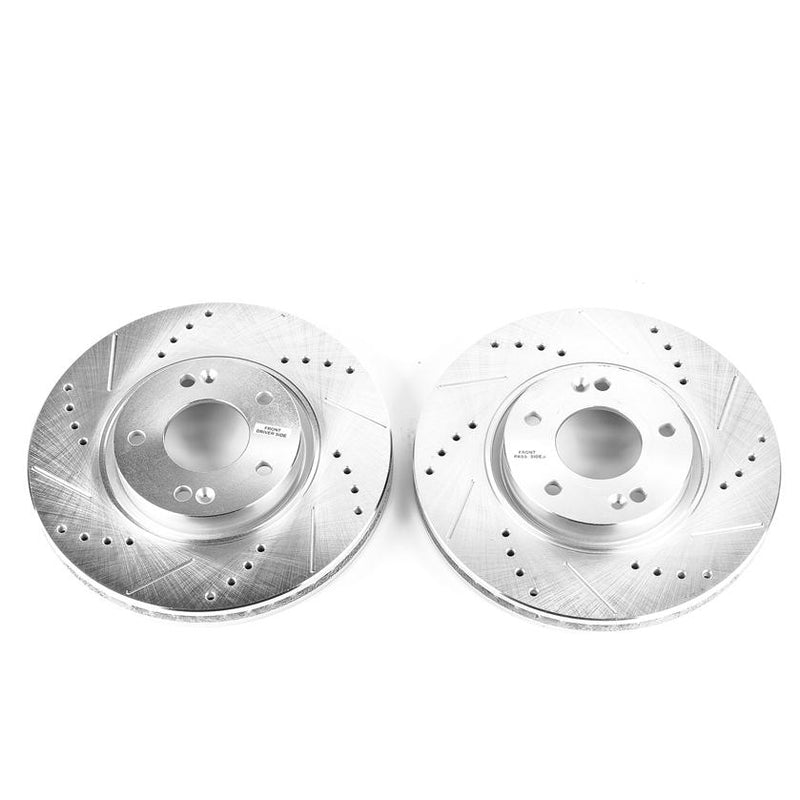 Brake Disc Left Set Of 2 Cross-drilled And Slotted Evolution Drilled & Slotted Series - Powerstop 2012 Veloster 4 Cyl 1.6L