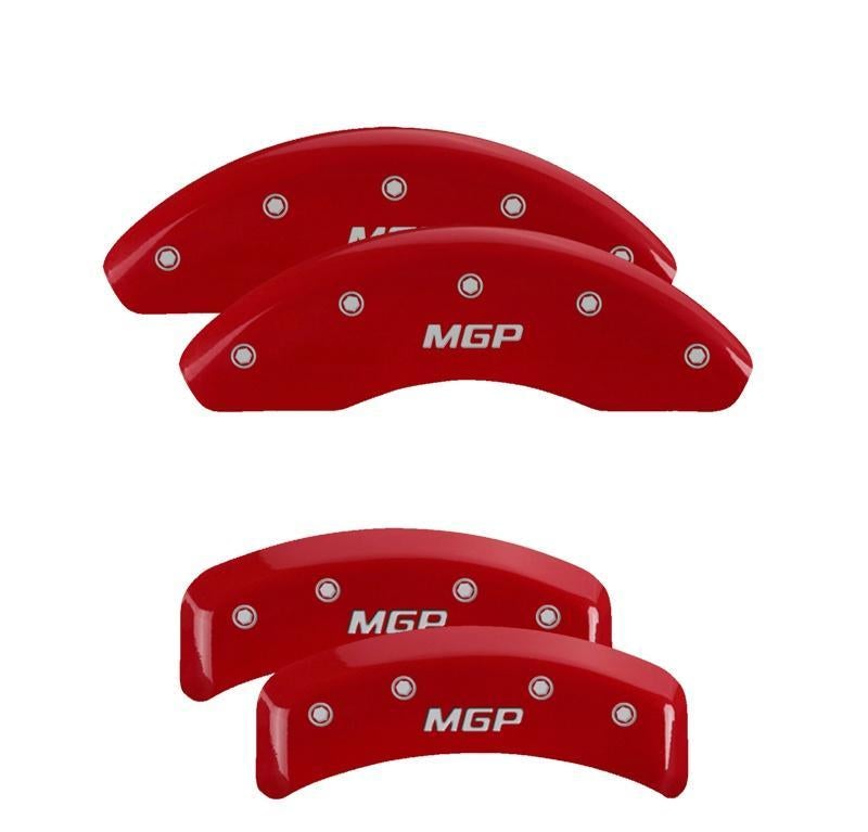 Caliper Covers Set Of 4 Red Finish Silver - MGP Caliper Covers 2010 Hyundai Sonata