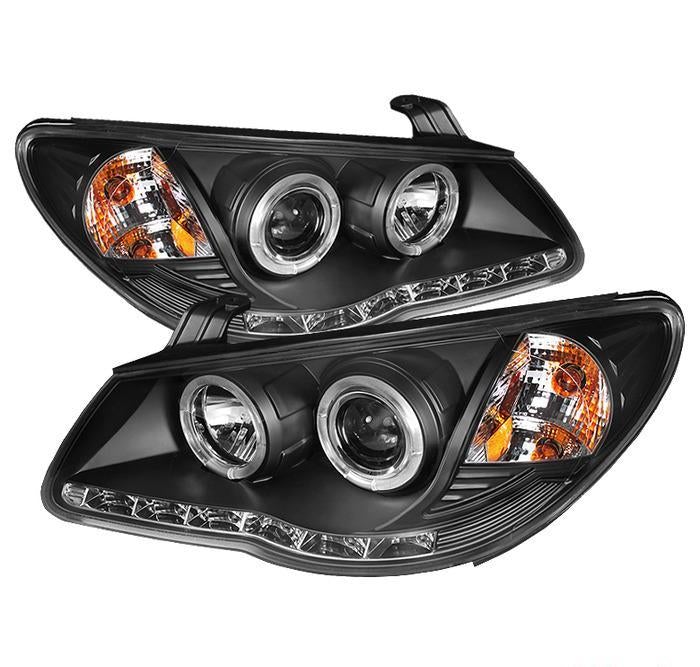 Halo Projector Headlights Black LED DRL w/ High H1 & Low H7 Lights High PRO-YD-HYELAN07-DRL-BK - Spyder Auto 2007-10 Hyundai Elantra