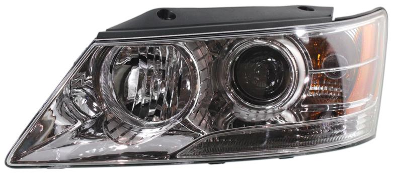 Headlight Left Single Clear Capa Certified W/ Bulb(s) - Replacement 2009-2010 Sonata