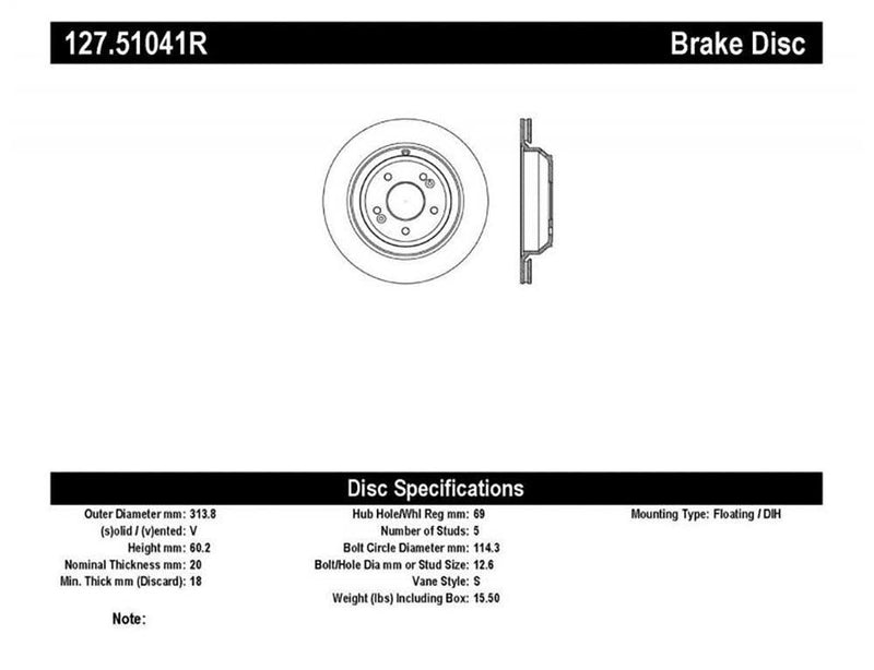 Brake Rotor Rear Right Drilled Slotted - StopTech 2011-16 Hyundai Equus