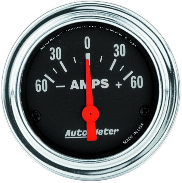 Ammeter Single Black Traditional Chrome Series - Autometer Universal