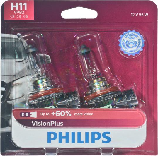 Headlight Bulb 12v 55w Set Of 2 Visionplus Series H11 - Philips Universal